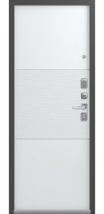 Входная дверь LUX-7 серый шелк-софт белый (Центурион)