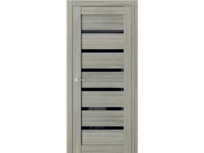 Межкомнатная дверь Q5 Дуб серый тэкс (Чёрный лакобель)