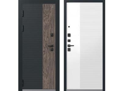 Входные двери С-112 черный муар+кварц черный+орех мокко - Кашемир белый 2025