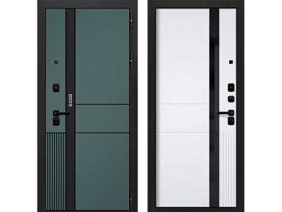 Входные двери Гуд 3 Черный муар, Веллуто Верде - Веллуто Бьянко
