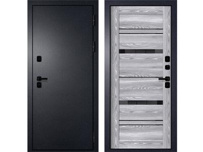 Входные двери Термо Axeldoors С102 Букле графит - Ривьера грей Стекло черное